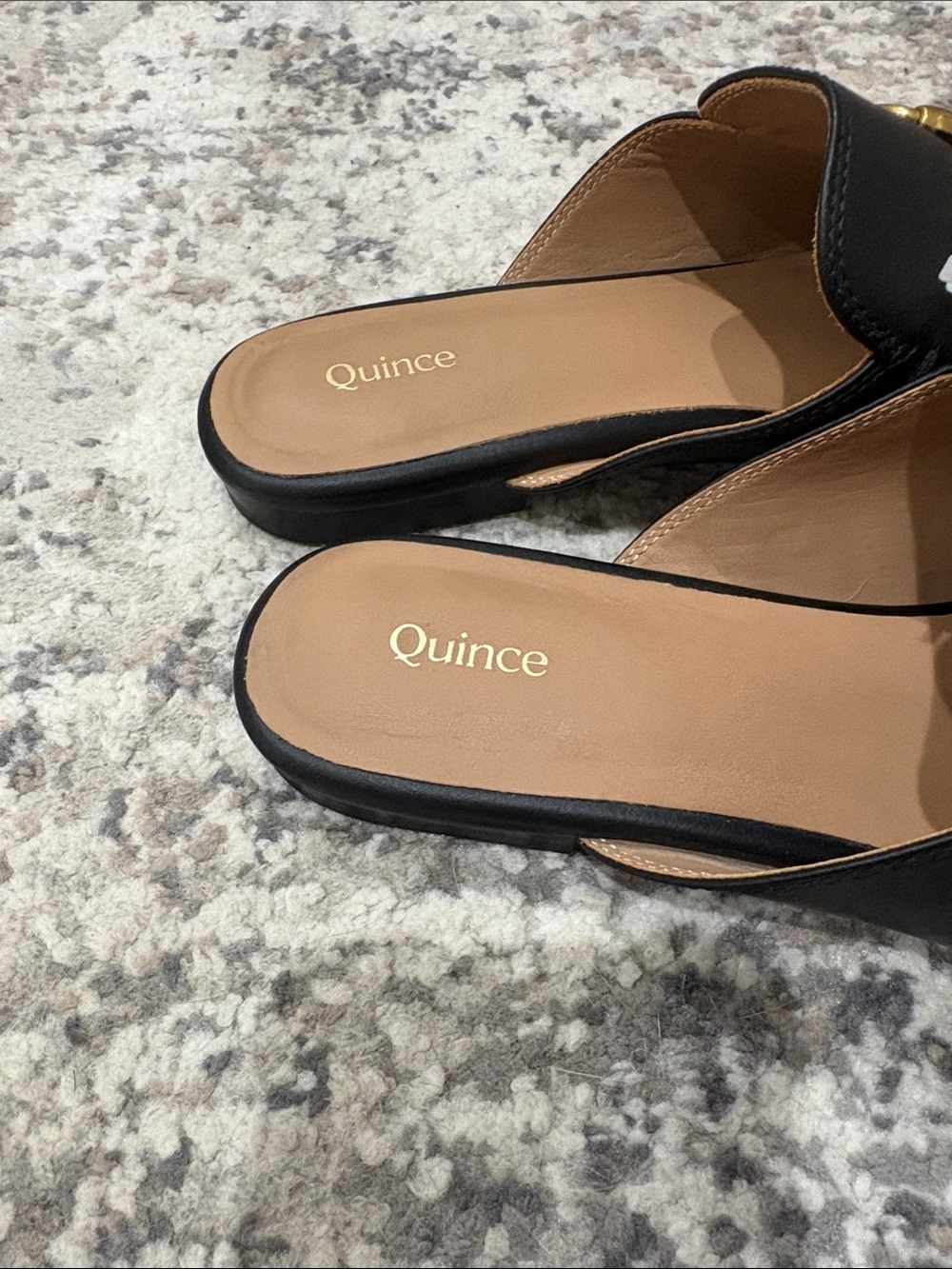 Quince Women’s Italian Leather Horsebit Loafer Mule Gold Buckle Size 8 Backless - Picture 2 of 9